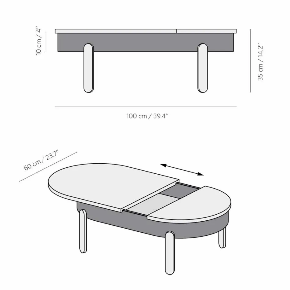 Tavolino da Salotto di Design in Legno Massello e Metallo Laccato - Salerno Viadurini