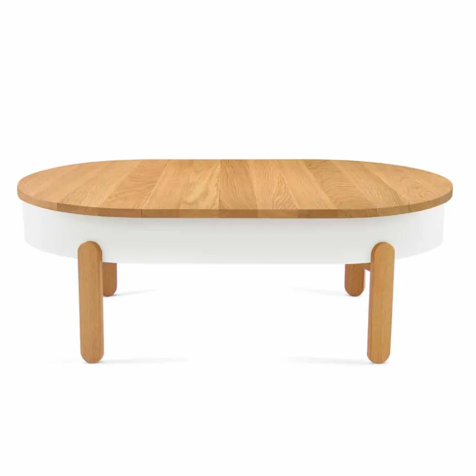 Tavolino da Salotto di Design in Legno Massello e Metallo Laccato - Salerno Viadurini