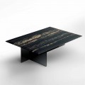 Tavolino da Salotto di Design in Marmo con Base in Vetro Made in Italy - Molino