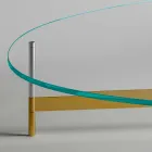 Tavolino da Salotto di Design in Vetro con Base in Metalo Made in Italy  - Cinci Viadurini