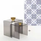 Tavolino da salotto fumé moderno 40x40cm Terry Small, made in Italy Viadurini