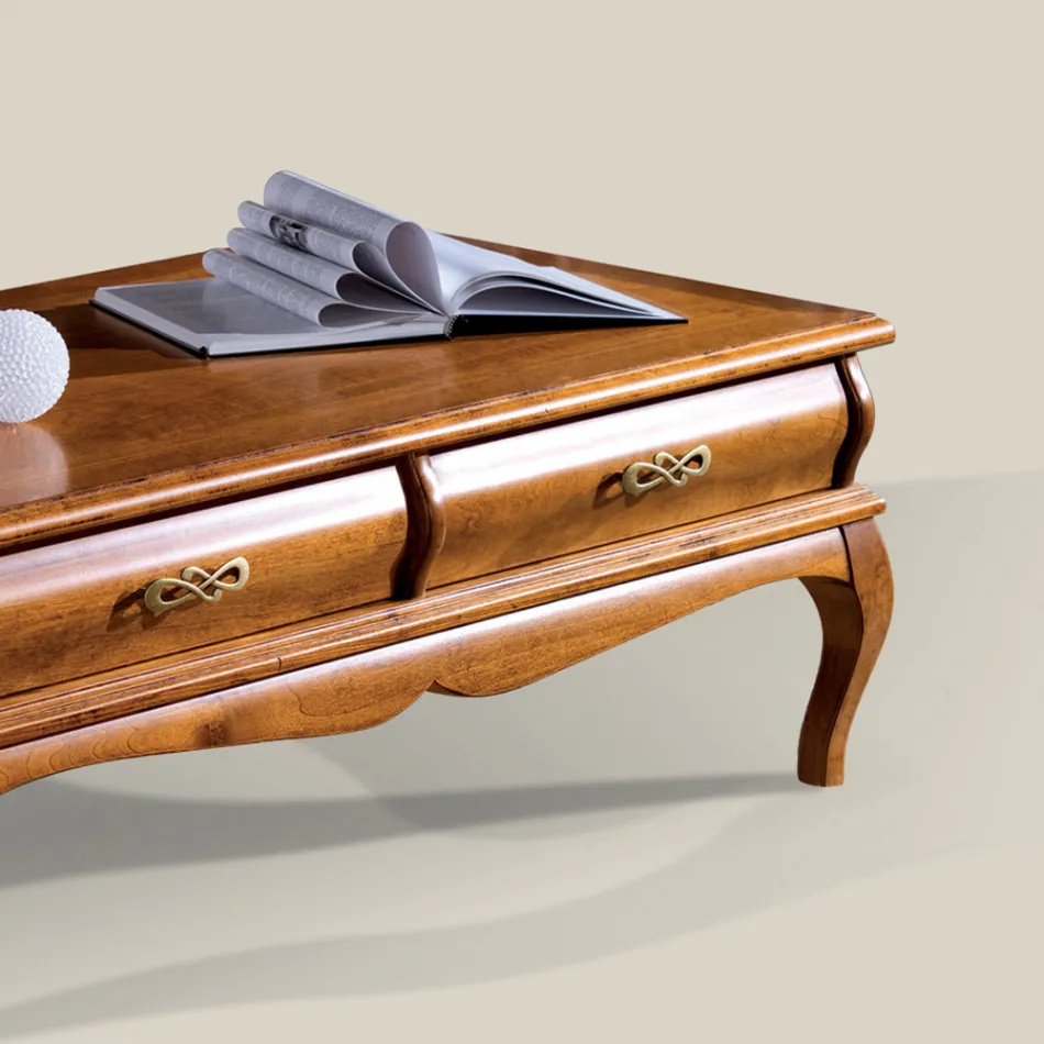 Tavolino da Salotto in Legno di Noce con Cassetto Made in Italy - Hastings Viadurini