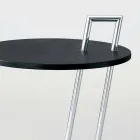 Tavolino da Salotto in Mdf Laccato Nero e Acciaio Made in Italy - Sestante Viadurini