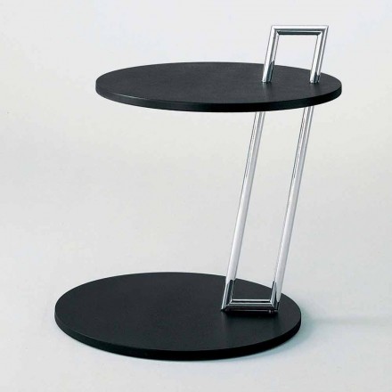 Tavolino da Salotto in Mdf Laccato Nero e Acciaio Made in Italy - Sestante Viadurini