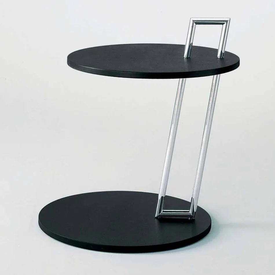 Tavolino da Salotto in Mdf Laccato Nero e Acciaio Made in Italy - Sestante Viadurini