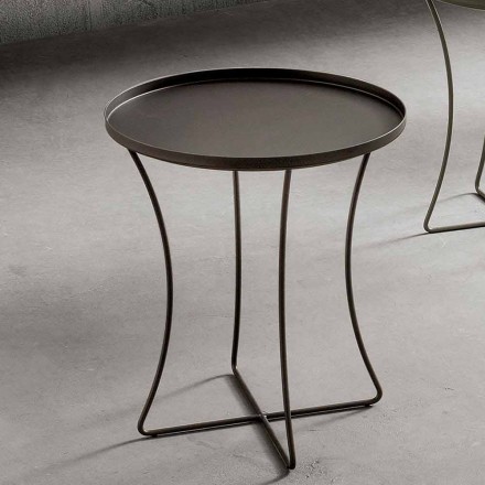 Tavolino da Salotto in Metallo con Vassoio Contenitore Made in Italy - Numbo Viadurini
