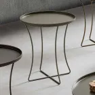 Tavolino da Salotto in Metallo con Vassoio Contenitore Made in Italy - Numbo Viadurini