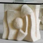 Tavolino da salotto in pietra e cristallo design moderno Priamo-S Viadurini