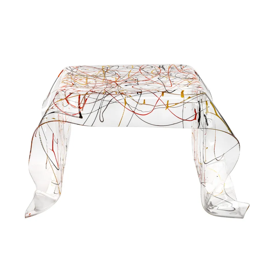 Tavolino da Salotto in Plexiglass Drappeggiato a Mano Made in Italy - Pippo Viadurini