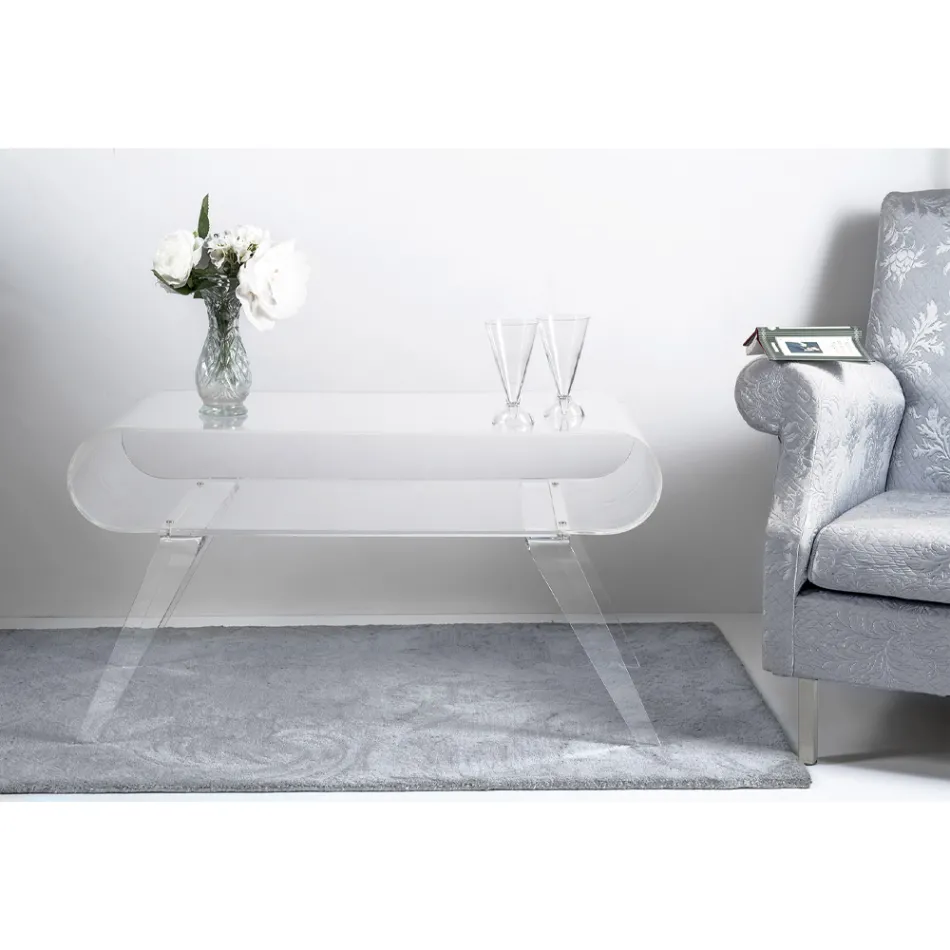 Tavolino da Salotto in Plexiglass Trasparente o con Legno di Design - Gesso Viadurini
