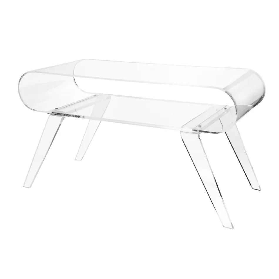 Tavolino da Salotto in Plexiglass Trasparente o con Legno di Design - Gesso Viadurini