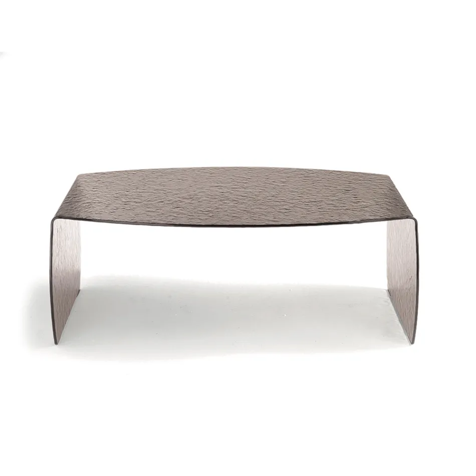 Tavolino da Salotto in Vetro Curvato Effetto Martellato Made in Italy - Francesca Viadurini