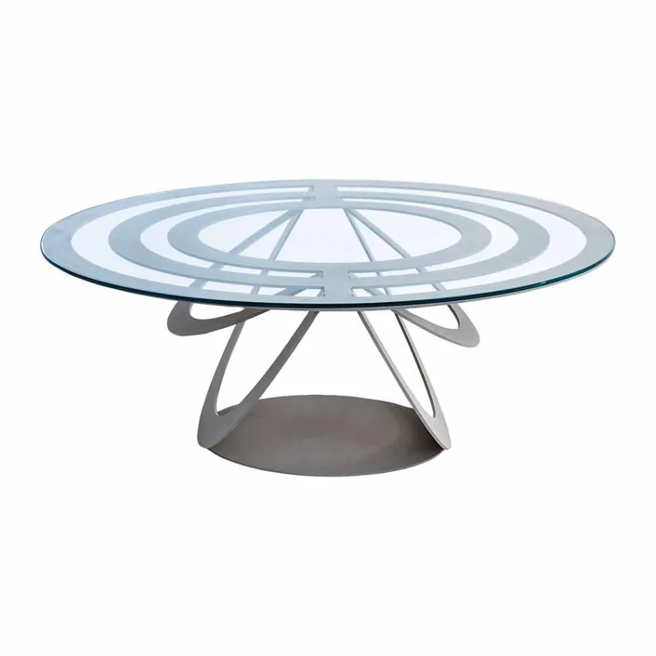Tavolino da Salotto in Vetro e Ferro Bianco o Ardesia Made in Italy – Olfeo Viadurini