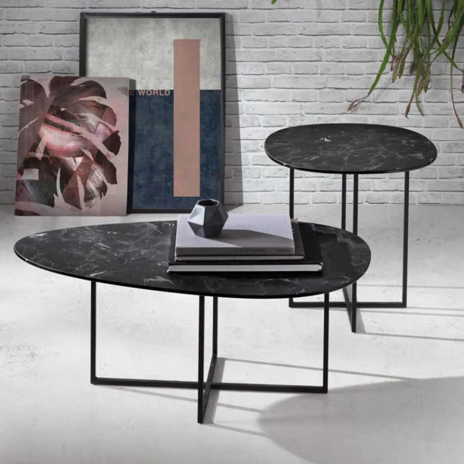 Tavolino da Salotto in Vetro Laminato e Metallo Made in Italy - Sedona Viadurini