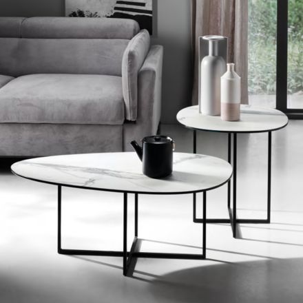 Tavolino da Salotto in Vetro Laminato e Metallo Made in Italy - Sedona Viadurini