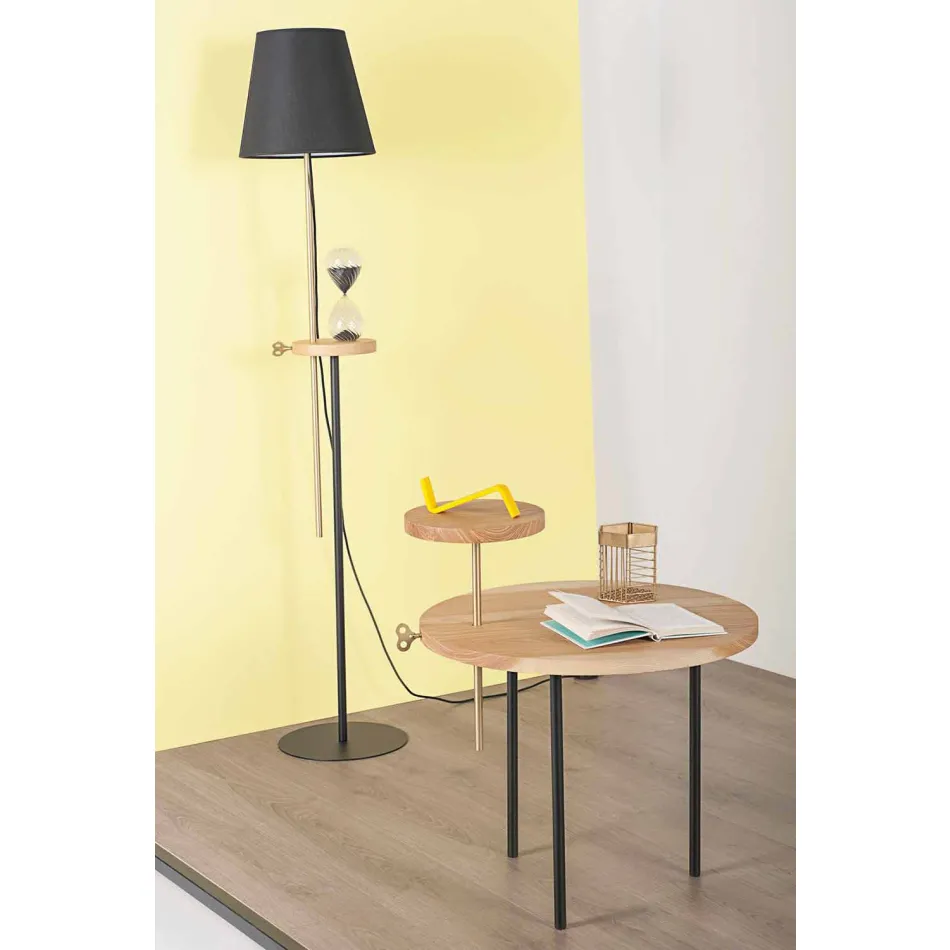 Tavolino da Salotto Moderno con Piano Rotondo in Frassino Made in Italy - Velino Viadurini