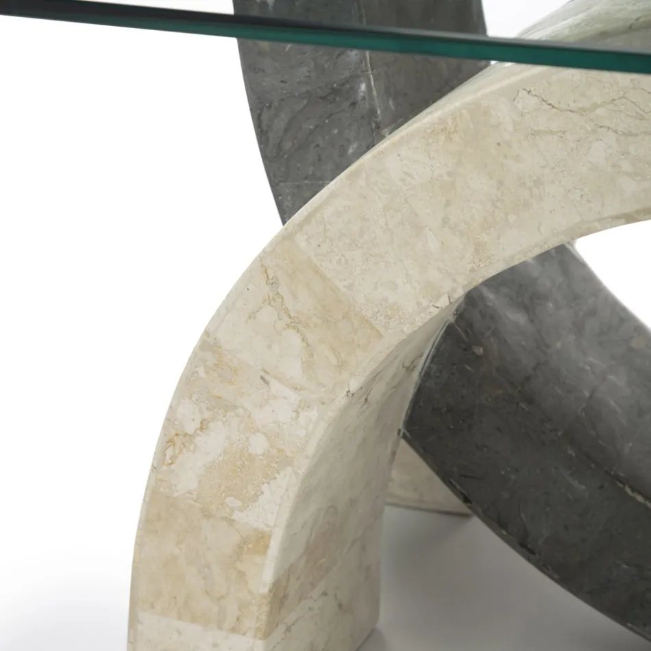 Tavolino da salotto moderno in pietra e vetro - Austin  Viadurini