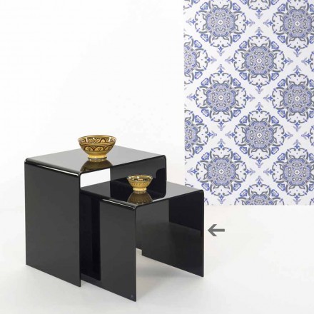 Tavolino da salotto nero moderno 40x40cm Terry Small, made in Italy Viadurini
