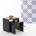 Tavolino da salotto nero moderno 40x40cm Terry Small, made in Italy