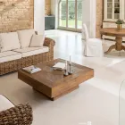 Tavolino da Salotto Quadrato in Legno Tropicale Riciclato - Slide Viadurini