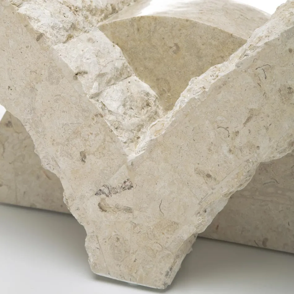 Tavolino da Salotto Rettangolare con Base in Pietra Fossile Bianca - Gardenia Viadurini