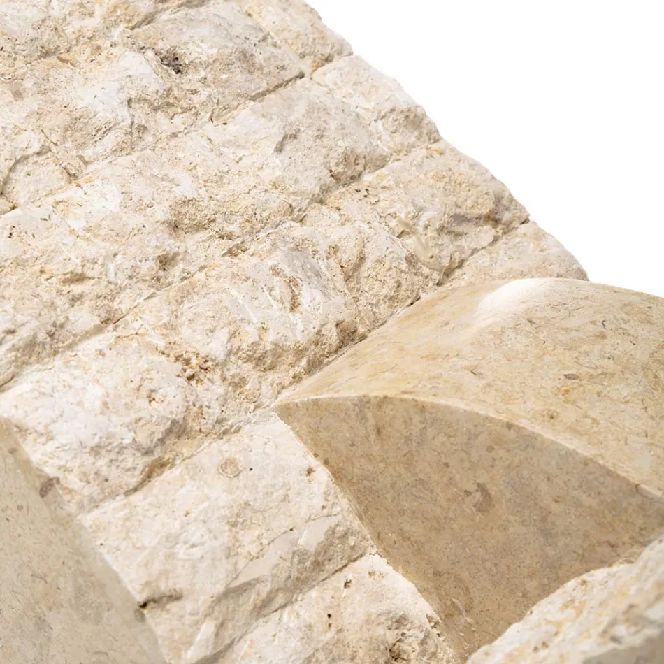 Tavolino da Salotto Rettangolare con Base in Pietra Fossile Bianca - Gardenia Viadurini