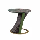Tavolino da Salotto Rotondo di Design in Gres e Frassino Made in Italy  - Bering Viadurini