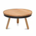Tavolino da Salotto Rotondo di Design in Legno Massello e Metallo - Salerno Viadurini