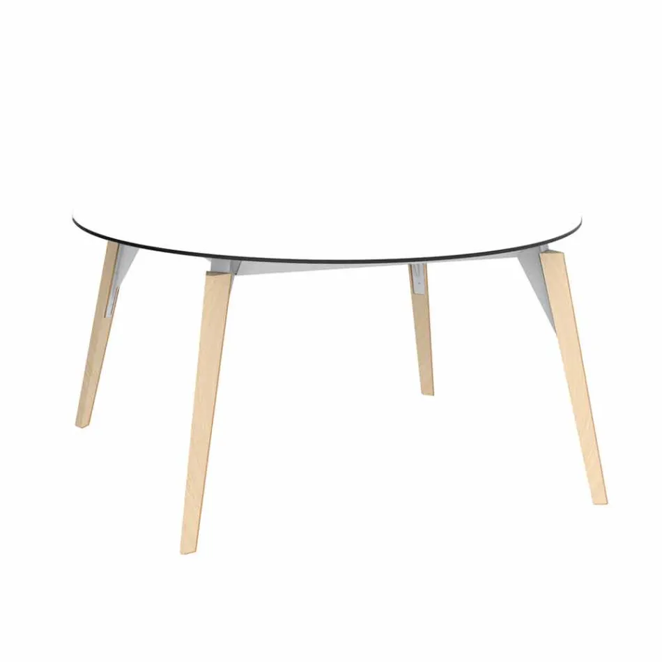 Tavolino da Salotto Tondo in Legno e Piano Hpl in 2 Misure - Faz Wood by Vondom Viadurini