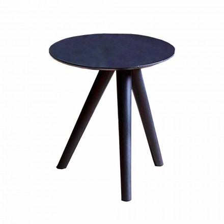 Tavolino da Salotto Tondo in Legno Laccato Grigio Nero Made in Italy - Stoccarda Viadurini