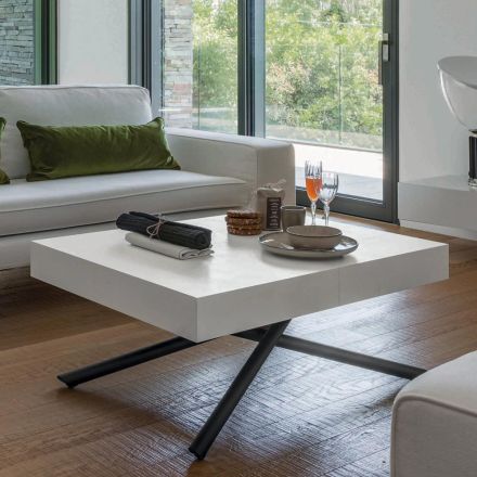 Tavolino da Salotto Trasformabile in Legno e Metallo, Made in Italy - Sanrocco Viadurini