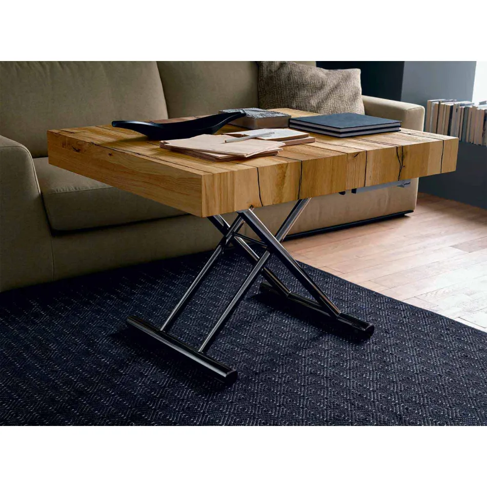 Tavolino da Salotto Trasformabile in Legno Massiccio Made in Italy - Trabucco Viadurini