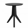 Tavolino da Soggiorno di Legno Laccato Nero Design Tondo Moderno - Sperone