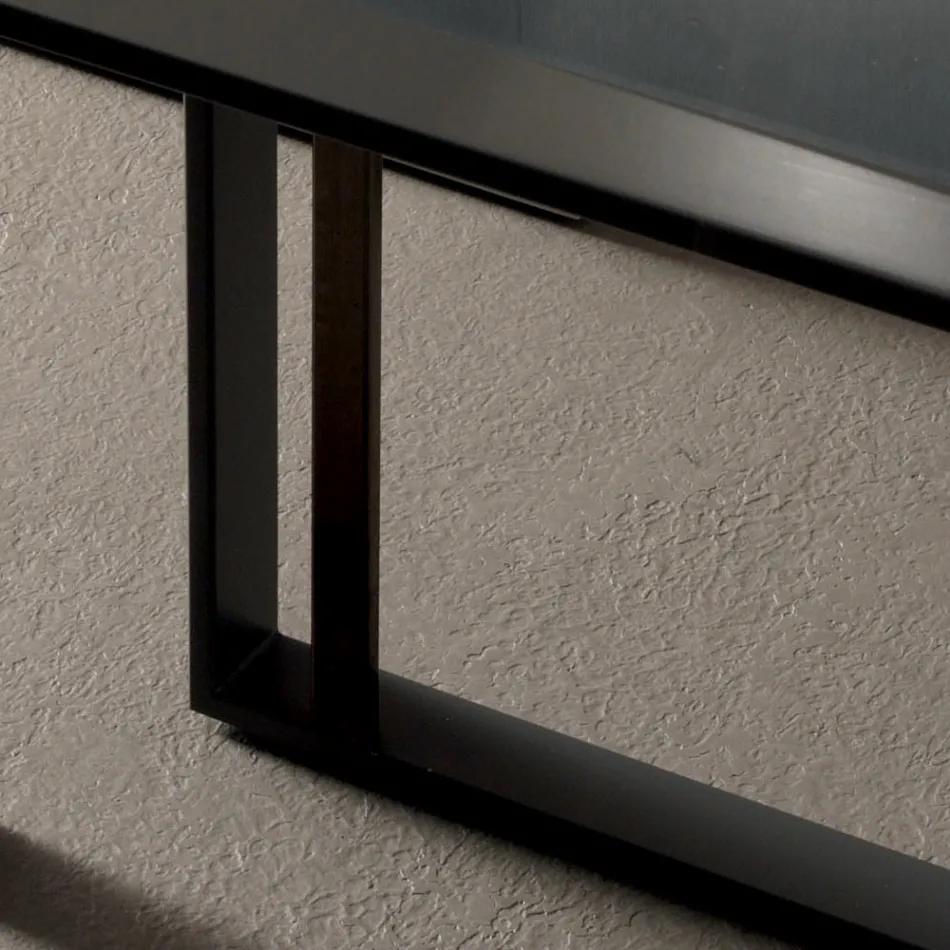 Tavolino da Soggiorno in Metallo e Vetro di Design Geometrico - Zigozago Viadurini