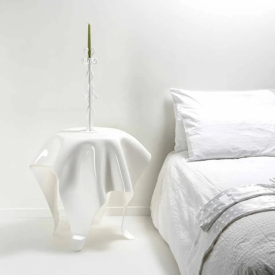Tavolino design moderno in plexiglass bianco Otto, made in Italy Viadurini
