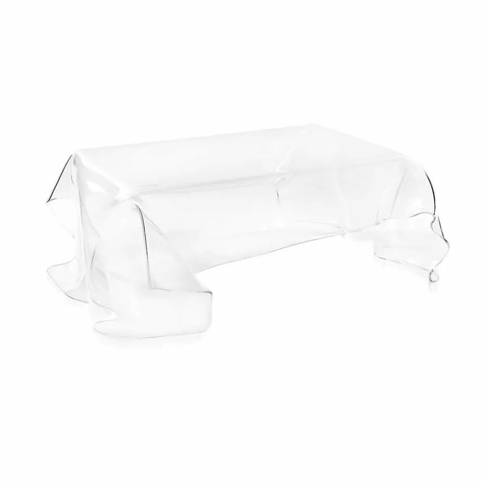 Tavolino design moderno in plexiglass trasparente drappeggiato Asia Viadurini