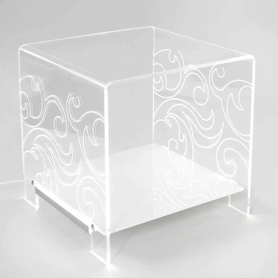 Tavolino di design in plexiglass con luce led made in Italy, Chiusi Viadurini