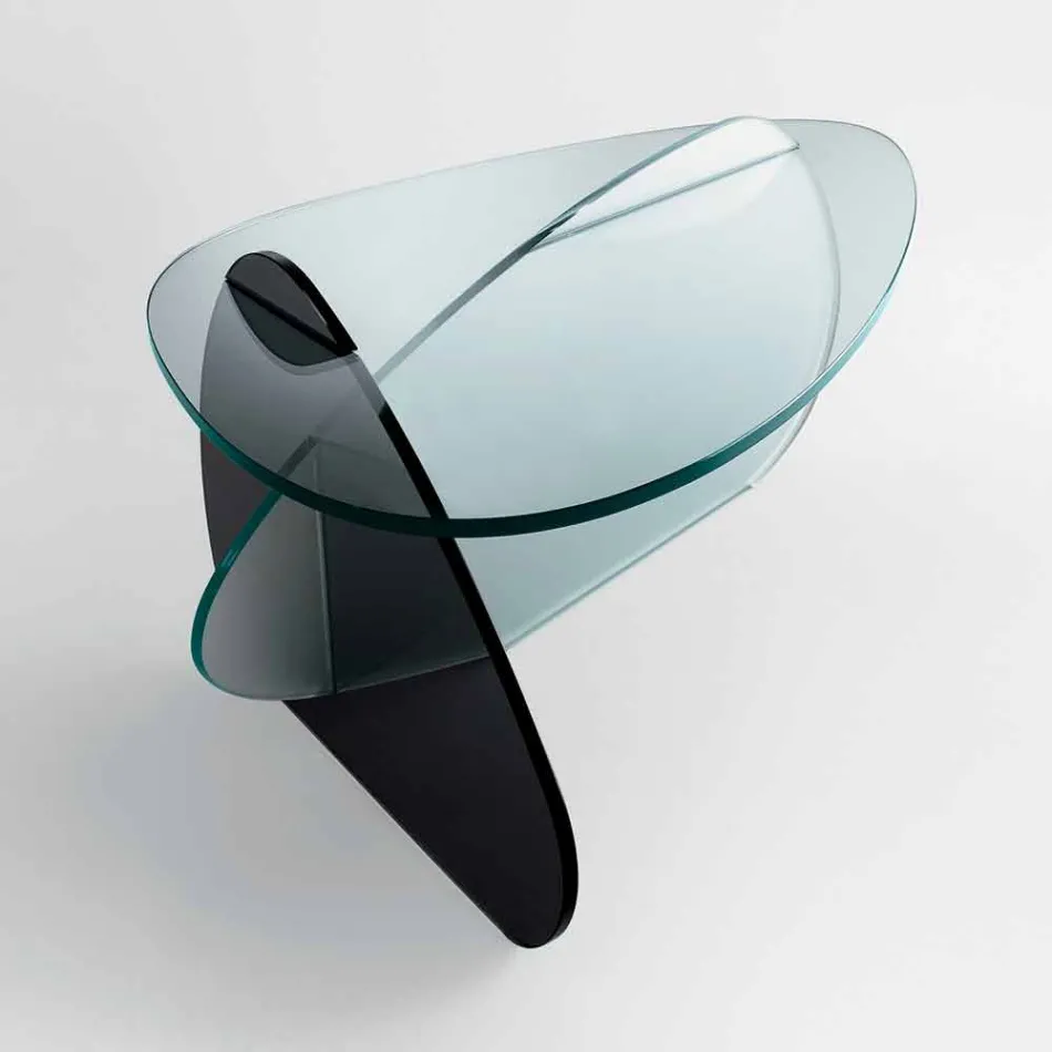 Tavolino di Design in Vetro Trasparente, Fumè ed Acidato Made in Italy – Tac Tac Viadurini
