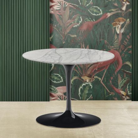 Tavolino Eero Saarinen H 41 in Marmo di Carrara Statuarietto Realizzato in Italia Viadurini