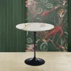 Tavolino Eero Saarinen H 52 Rotondo in Marmo Calacatta Oro Made in Italy - Scarlet Viadurini
