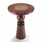 Tavolino lampada con piano decoro in ottone, diametro 45 cm, Sanni Viadurini