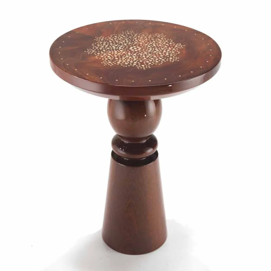 Tavolino lampada con piano decoro in ottone, diametro 45 cm, Sanni Viadurini