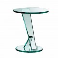 Tavolino Lato Divano da Salotto in Vetro Extrachiaro Made in Italy - Tarzan