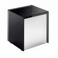 Tavolino Lato Divano o Comodino in Vetro Fumè con Cassetto in Legno - Mantra