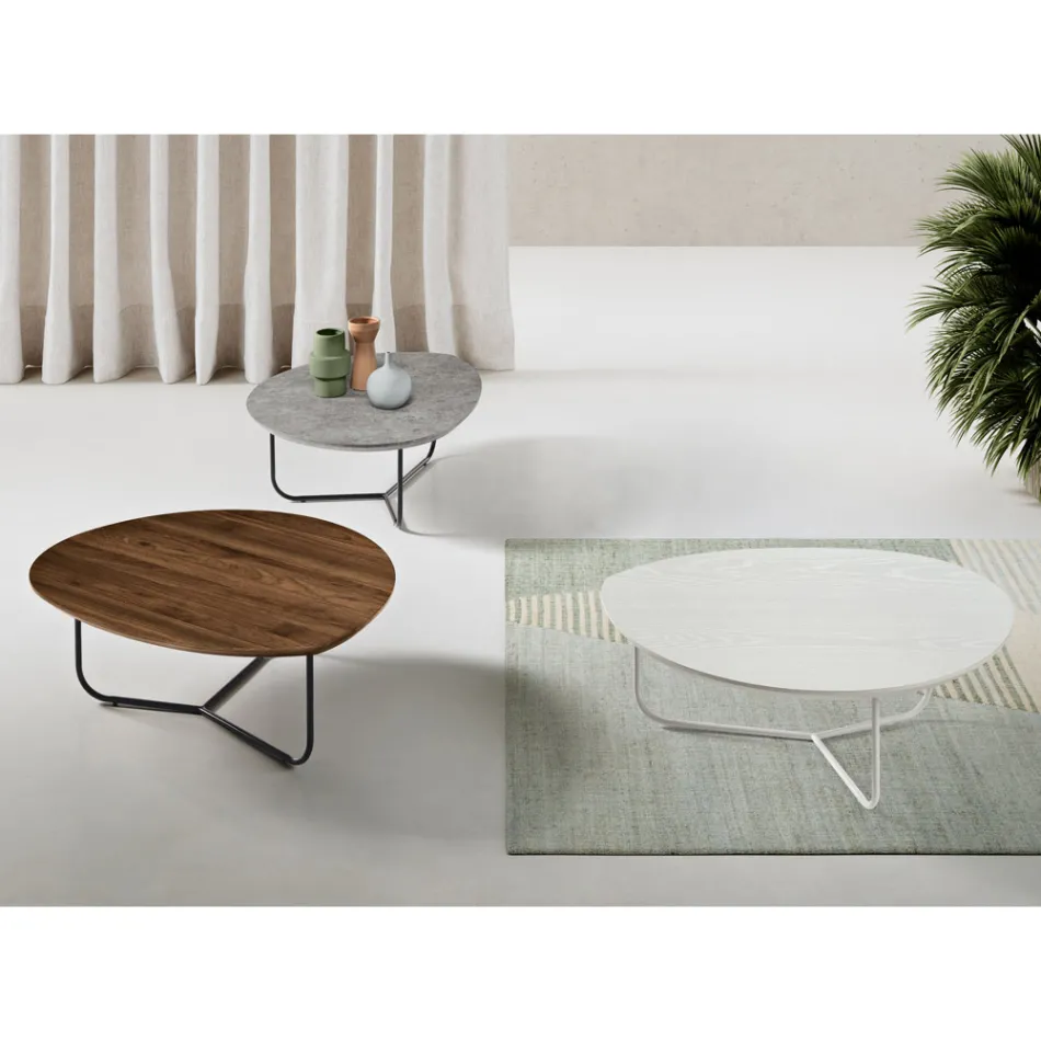 Tavolino Moderno in Mdf e Metallo Verniciato in Diverse Finiture - Relia Viadurini