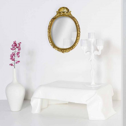 Tavolino moderno in plexiglass bianco drappeggiato Asia, made in Italy Viadurini