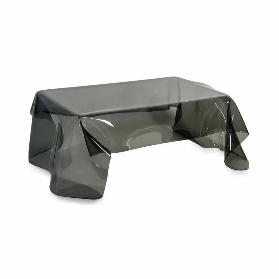 Tavolino moderno in plexiglass fumé drappeggiato Asia, made in Italy Viadurini