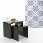 Tavolino nero design moderno 50x50cm Terry Big, made in Italy Viadurini