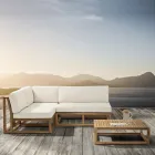 Tavolino o Pouf da Esterno in Teak Naturale e Cuscini - Circe Viadurini