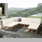 Tavolino o Pouf da Esterno in Teak Naturale e Cuscini - Circe Viadurini